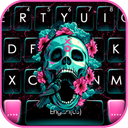 Roses Floral Skull Keyboard Theme