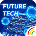 Neon Blue Keyboard - Tech