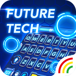 Neon Blue Keyboard - Tech