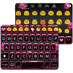 Pink Neon Emoji Keyboard Theme