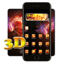 3D Flame Fire Skull Launcher Theme