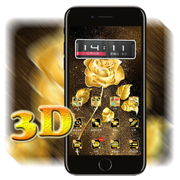 3D Ripple Golden Rose Launcher Wallpaper Theme