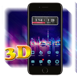 3D Ripple Neon City Launcher Wallpaper Theme