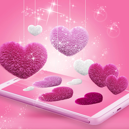 Fluffy love Theme Pink heart