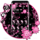 Pink Black Flowers Theme