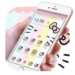 Cute Colorful Rainbow Kitty Bowknot Theme