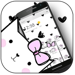 Cute Heart Spot Bow Kitty Theme