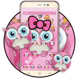 Pink Owl Lovely Cartoon Mobile Theme