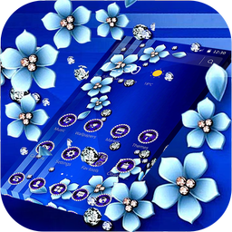 Blue Flower Glitter Diamond Business Theme