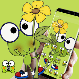 Cute Big Eyes Frog Yellow Flower Theme