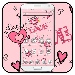 Doodle Pink Love Theme Wallpaper