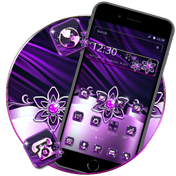 Purple Black Shiny Flower Launcher Theme 🌷