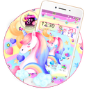 Cute Pink Unicorn Cartoon Rainbow Star Theme 🦄