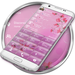 Dialer Theme Pink Flower Glass