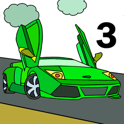 Super Cars Color by Number - Glitter, Crayon Pages