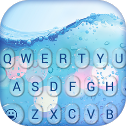 3D glass water keyboard theme