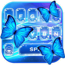 Glitter neon butterfly keyboard theme