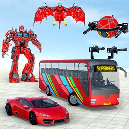 Flying Bus Robot Transform 3D