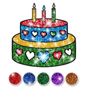 Glitter Birthday Cake Coloring