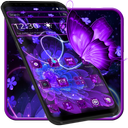 Violet Neon Black Flower Theme