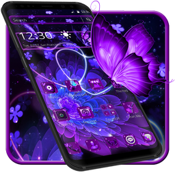 Violet Neon Black Flower Theme