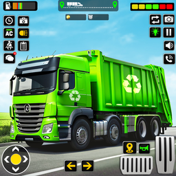 American Garbage Truck Driving