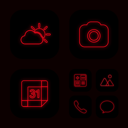 Wow Red Neon Theme - Icon Pack