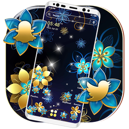 Golden Blue Flower Themes