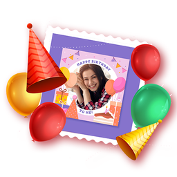 Happy birthday photo frame wit