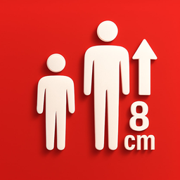 Height increase + (up to 8 cm)