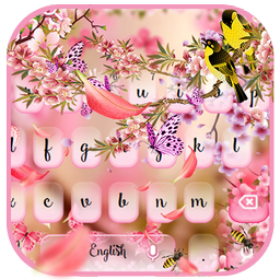 Cute Pink Summer Flowers Keyboard