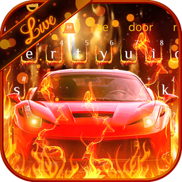 3D Fire Burning Car Keyboard Theme