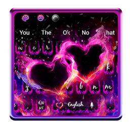 Fire Neon Heart Keyboard Theme