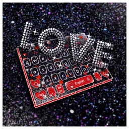 Giltter Love Heart Keyboard Theme