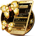 SMS Gold Butterfly Shining Keyboard Theme