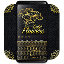 Gold Flowers Black Keyboard