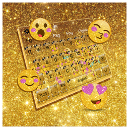 Golden Glitter Emoji Keyboard Theme