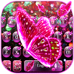Pink Glitter Butterfly Keyboard Theme