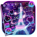 Neon Paris Eiffel Tower Keyboard