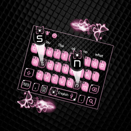 Pink Black Butterfly Keyboard Theme