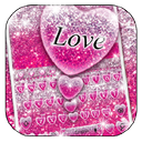 Pink Glitter Love Heart Keyboard Theme