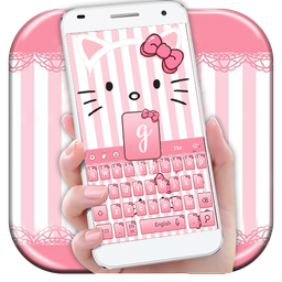 Pink Kitty Bowknot Keyboard