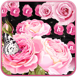 Pink Rose Butterfly Keyboard