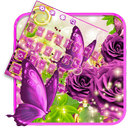 Purple Rose Butterfly Keyboard Theme
