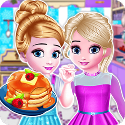 Elsa and Anna cake baking