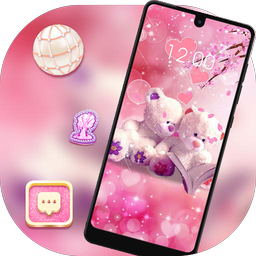 Cute theme Pink couple bear