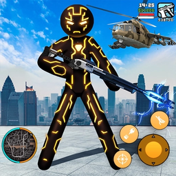 Amazing Neon Iron Stickman Rope Hero Gangstar City