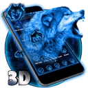 3D Neon Vivid Wolf Theme