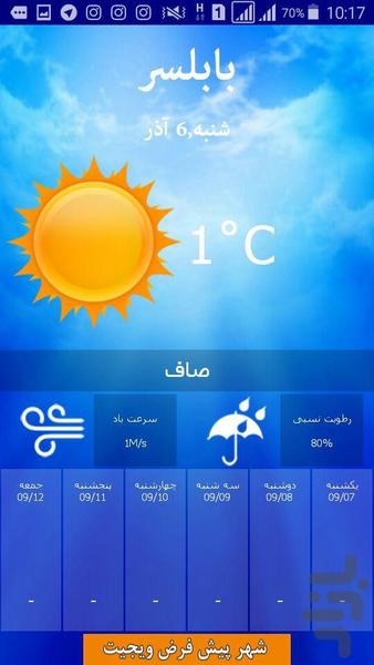هواشناسی استان مازندران - عکس برنامه موبایلی اندروید