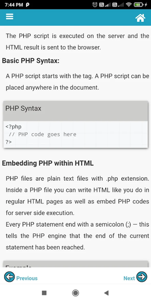 Learn PHP - Example and editor - Image screenshot of android app